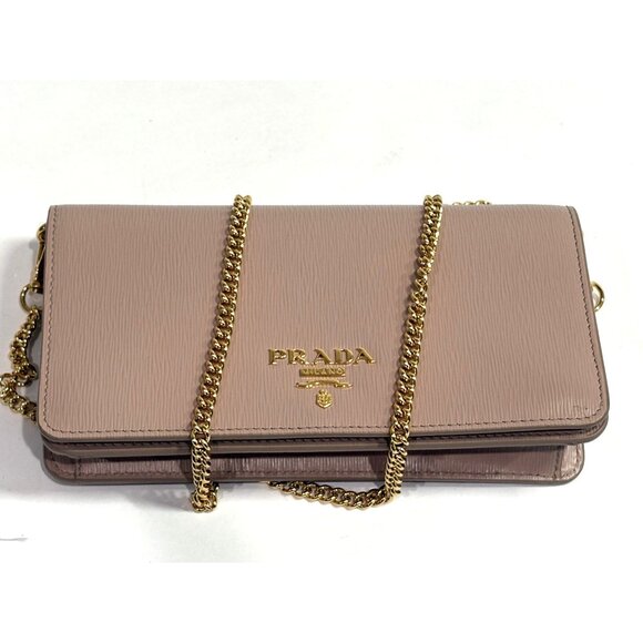 Prada Vitello Move Oro Chain Wallet in Mauve - Picture 2 of 9